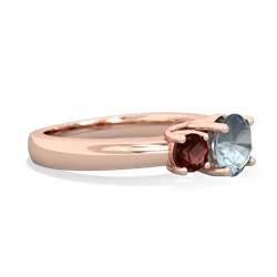 Aquamarine Three Stone Round Trellis 14K Rose Gold ring R4018