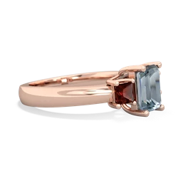 Aquamarine Three Stone Emerald-Cut Trellis 14K Rose Gold ring R4021