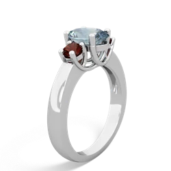 Aquamarine Three Stone Oval Trellis 14K White Gold ring R4024