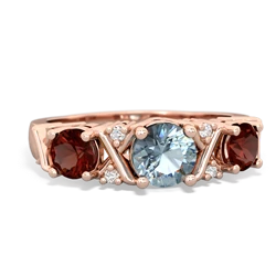 Aquamarine Hugs And Kisses 14K Rose Gold ring R5016