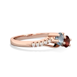 Aquamarine Infinity Pave Two Stone 14K Rose Gold ring R5285