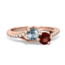 Aquamarine Infinity Pave Two Stone 14K Rose Gold ring R5285