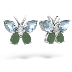 Aquamarine Butterfly 14K White Gold earrings E2215