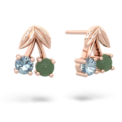 Aquamarine Sweet Cherries 14K Rose Gold earrings E7001