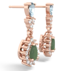 Aquamarine Halo Pear Dangle 14K Rose Gold earrings E1882