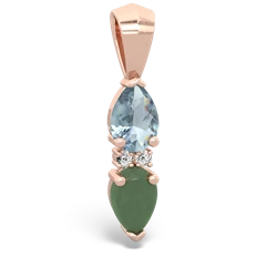 Aquamarine Bowtie Drop 14K Rose Gold pendant P0865