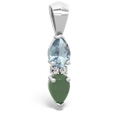 Aquamarine Bowtie Drop 14K White Gold pendant P0865