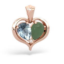 Aquamarine Two Become One 14K Rose Gold pendant P5330