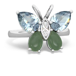 Aquamarine Butterfly 14K White Gold ring R2215