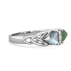 Aquamarine Celtic Knot Double Heart 14K White Gold ring R5040