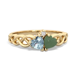 Aquamarine Heart To Heart Braid 14K Yellow Gold ring R5870