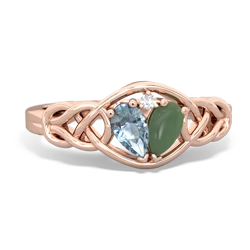 Aquamarine Celtic Love Knot 14K Rose Gold ring R5420