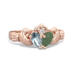 Aquamarine 'Our Heart' Claddagh 14K Rose Gold ring R2388