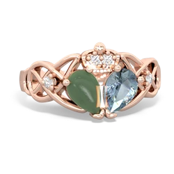 Aquamarine 'One Heart' Celtic Knot Claddagh 14K Rose Gold ring R5322