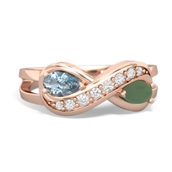 Aquamarine Diamond Infinity 14K Rose Gold ring R5390