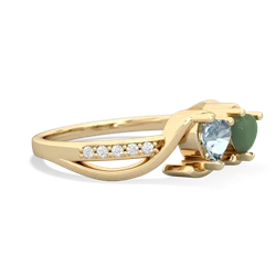 Aquamarine Side By Side 14K Yellow Gold ring R3090