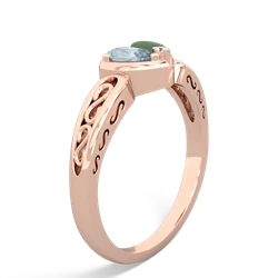 Aquamarine Filligree 'One Heart' 14K Rose Gold ring R5070