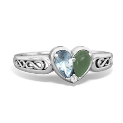 Aquamarine Filligree 'One Heart' 14K White Gold ring R5070