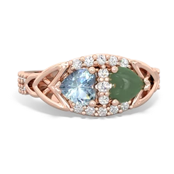 Aquamarine Sparkling Celtic Knot 14K Rose Gold ring R2645