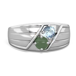 Aquamarine Men's Streamline 14K White Gold ring R0460