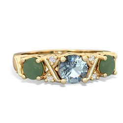 Aquamarine Hugs And Kisses 14K Yellow Gold ring R5016