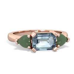 Aquamarine Three Stone 14K Rose Gold ring R5235