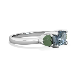 Aquamarine Three Stone 14K White Gold ring R5235