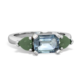 Aquamarine Three Stone 14K White Gold ring R5235