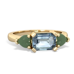 Aquamarine Three Stone 14K Yellow Gold ring R5235