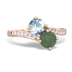 Aquamarine Channel Set Two Stone 14K Rose Gold ring R5303