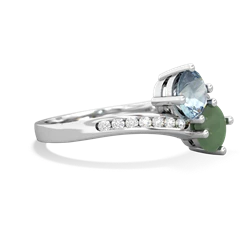 Aquamarine Channel Set Two Stone 14K White Gold ring R5303