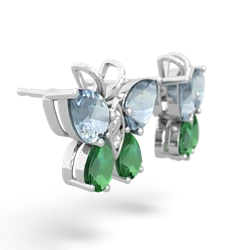 Aquamarine Butterfly 14K White Gold earrings E2215