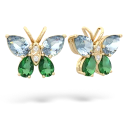 Aquamarine Butterfly 14K Yellow Gold earrings E2215