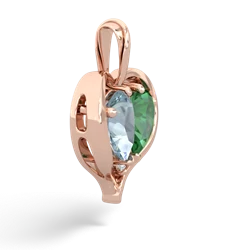 Aquamarine Two Become One 14K Rose Gold pendant P5330