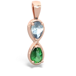 Aquamarine Infinity 14K Rose Gold pendant P5050