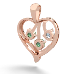 Aquamarine Glowing Heart 14K Rose Gold pendant P2233