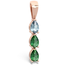 Aquamarine Dew Drops 14K Rose Gold pendant P2251