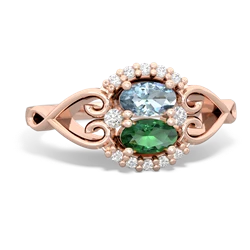 Aquamarine Love Nest 14K Rose Gold ring R5860