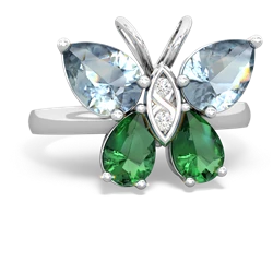 Aquamarine Butterfly 14K White Gold ring R2215