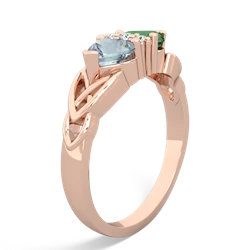 Aquamarine Celtic Knot Double Heart 14K Rose Gold ring R5040