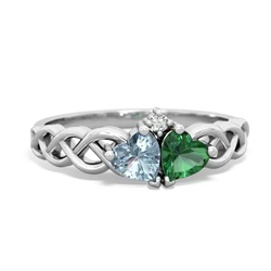 Aquamarine Heart To Heart Braid 14K White Gold ring R5870