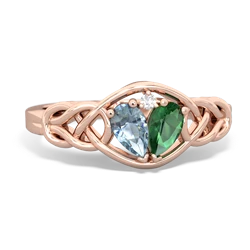 Aquamarine Celtic Love Knot 14K Rose Gold ring R5420