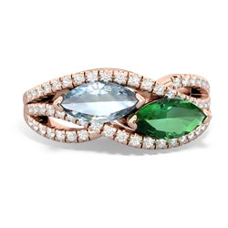 Aquamarine Diamond Rivers 14K Rose Gold ring R3070