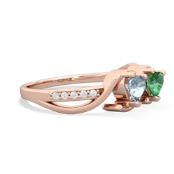 Aquamarine Side By Side 14K Rose Gold ring R3090