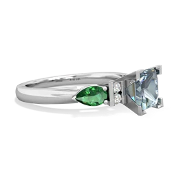 Aquamarine 6Mm Princess Eternal Embrace Engagement 14K White Gold ring C2002