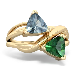 Aquamarine Split Band Swirl 14K Yellow Gold ring R2341