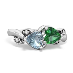 Aquamarine Floral Elegance 14K White Gold ring R5790