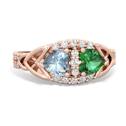 Aquamarine Sparkling Celtic Knot 14K Rose Gold ring R2645