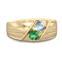 Aquamarine Men's Streamline 14K Yellow Gold ring R0460