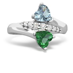 Aquamarine Heart To Heart 14K White Gold ring R2064